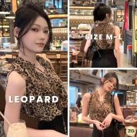 ราคา HOT SALEเสื้อแขนกุดชีฟอง ลายเสือดาว คอปีน มีเชือกผูกโบว์ บางเบาไม่มีซับใน (27183964202)