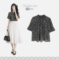 ราคา เสื้อชีฟองสีเขียวลายดอกไม้ (M) แบรนด์ญี่ปุ่น มือสอง (54955279440)