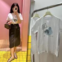 ราคา เสื้อยืดผู้หญิงแขนสั้น สำหรับฤดูใบไม้ผลิและฤดูร้อน พิมพ์ลายรอบคอมีเอกลักษณ์ ทำจากผ้าฝ้ายแท้ สวมใส่สบาย (49708134245)