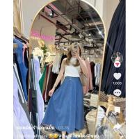 ราคา newกระโปรงยาว สียีนส์เข้ม เอวหลังยางยืด (27084614434)