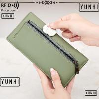ราคา Yunhi RFID กระเป๋าสตางค์ หนัง PU ใบยาว มีซิป กันขโมย สีพื้น แฟชั่นสําหรับสตรี (23881844405)