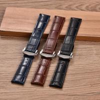ราคา สายนาฬิกาหนังหนังลูกวัว 19 มม.20 มม.21 มม.22 มม.สําหรับ Omega 007 Seamaster 300 De ville AT150 Commander สร้อยข้อมือหัวเข็มขัดพับ (40778030674)