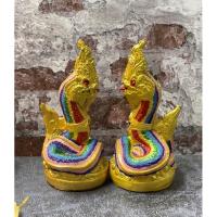 ราคา พญานาคคู่รัก ปูนปั้น 1 คู่(สีรุ้ง) (3859185980)