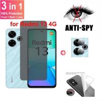 ราคา 3 in 1 ฟิล์มกระจก สำหรับ Xiaomi Redmi 13 4G ตัวป้องกันหน้าจอสำหรับ Xiaomi Redmi 13 13C 12 12C Note 13 12 12S Pro Plus 4G 5G การปกป้องความเป็นส่วนตัว (28303687045)