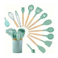 ราคา 14PCS Kitchen Utensil Set Silicone Cooking Utensils Kit Spatula Heat Resistant Wooden Spoons Gadgets Tool for Non-Stick (29313041045)