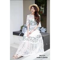 ราคา เดรสยาว งานปัก ไซด์ M ป้าย muse (19882937350)
