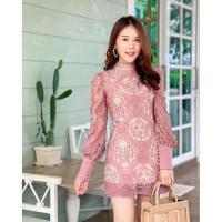 ราคา ✅พร้อมส่ง✅ มือ 1 ไซส์ S Set เสื้อลูกไม้แขนยาว กางเกงขาสั้น ป้าย Valley girl (41423386936)