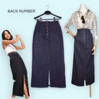 ราคา ❌sold❌BACK NUMBER long black denim skirt กระโปรงยีนส์ฟอกสีดำ ตัวยาวประมาณข้อเท้า กระดุมหน้า เป๋าล้วงหน้า 2 หลัง 2 (15597993747)
