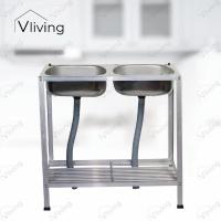 ราคา Vliving ซิ้งค์ล้างจาน อ่างล้างจานอลูมิเนียม 2 หลุม 2 ชั้น#68 (532967697)