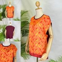 ราคา โขมพัสตร์ เสื้อยืดคอปาด แขนเลย ผ้าซาตินพิมพ์ลาย (41368370125)