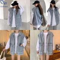 ราคา SUNBALEE JEAN เสื้อกั๊กยีนส์แฟชั่น เสื้อยีนส์แขนกุดทรงหลวม ทรงโอเวอร์ไซส์ สไตล์เกาหลี ใส่คลุมแมทช์ง่าย (56258598949)