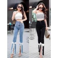 ราคา กางเกงยีนส์ขาม้าเล็กผ้ายืดเอวสูงงานป้ายBack up มีsize S-6XL (22124348494)