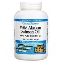 ราคา Natural Factors, Omega Factors, Wild Alaskan Salmon Oil, 1,000 mg, 180 Softgels (5979087419)