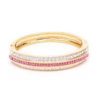 ราคา W-Jewelry กำไล ข้อมือประดับคริสตัล Austria และ พลอย สีชมพู แซฟไฟร์ รุ่น B0237 (172178451)