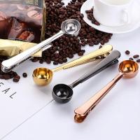 ราคา ช้อนตักกาแฟ ที่หนีบถุง 2in1 ช้อนสแตนเลส เกรด304 ใช้งานง่าย เคลือบด้วยโลหะทองเหลือง (6264959718)