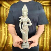 ราคา พระแม่ลักษมี ศิลปะทวารวดี (กว้าง3นิ้ว สูง12นิ้ว)เนื้อโลหะสำริด ขุดพบที่กรุเจดีย์ปราสาทเขาพนมรุ้งเป็นงานศิลปะแบบเก่า (19907050933)