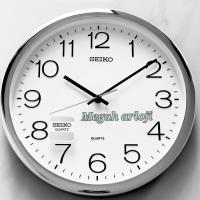 ราคา AMS - Seiko 3227 Chrome Stainless Steel Plain White Wall Clock 32cm QQ634 (48660143740)