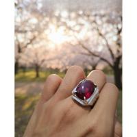 ราคา MERAH Garnet Red Ring Dim 20 Smooth Monel Ring (45659439841)