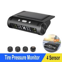 ราคา Solar Power TPMS Car Tire Pressure Monitoring System With 4 Waterproof Internal/External Sensors Fu (55856331391)