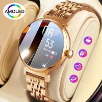 ราคา 1.04 นิ้วหน้าจอ AMOLED แฟชั่นสุภาพสตรีดูสมาร์ทหน้าจอจอแสดงผลเสมอบลูทูธโทร Smartwatch โลหะนาฬิกาหน้าจอขนาดเล็ก (45359635989)