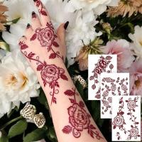 ราคา KZEH ดอกไม้สีแดง Rose Back กันน้ําเอเชียตะวันออกเฉียงใต้ henna tattoo ชั่วคราว henna tattoo สติกเกอร์ (56960512916)