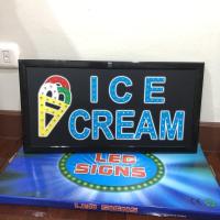 ราคา ป้ายไฟLED ป้ายไฟสำเร็จรูป ป้ายไฟOPEN ป้ายไฟเปิดร้าน ไอศกรีม ป้ายไฟLED-​Ice cream (20737703968)