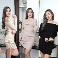 ราคา Aurora - fashion พร้อมส่ง (98117-3) ชุดเดรสไหมพรม แขนยาว เปิดไหล่ ผ้าร่อง ชุดเดรสปาดไหล่แขนยาว สไตล์คุณหนู (23061239553)