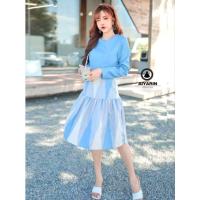 ราคา เดรสสั้นสีฟ้าสุดน่ารักมือ1ไซส์ S งานป้ายAIYARIN (8855305914)