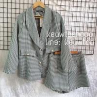 ราคา ชุดเซ็ตสูท ชุดสูท เสื้อสูทกางเกง สีเขียว (งานถ่ายจากสินค้าจริง) (7313873851)