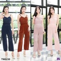 ราคา J6230 Set 2 ชิ้น ผ้าอัดพลีท เสื้อสายเดี่ยว+กางเกงขายาว (1944076239)