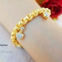 ราคา สร้อยข้อมือทองไมครอน ห้อยจี้หัวใจฝังเพชรสวิส (714221899)