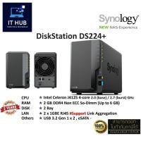 ราคา Synology NAS DiskStation รุ่น DS224+ (HDD 2 Bay, 4-core 2.0 (base) / 2.7 GHz, 2GB DDR4 Up to 6GB, 2 x GbE) ประกัน 2 ปี (27301814264)