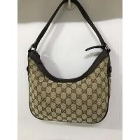 ราคา กระเป๋ามือสอง Gucci Vintage ผ้าทอ- หนัง ลาย GG สีน้ำตาล ขนาด 9 นิ้ว พร้อมส่ง (13173008440)