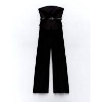ราคา Size XS จั๊มสูทเกาะอกกางเกงขายาวผ้าอัดพลีท Belted Mixed Strapless Pleated Jumpsuit (25189129917)