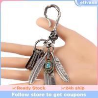 ราคา [Etivaxa] พวงกุญแจ charm ลายกะโหลกและขนปักสีคราม สำหรับพวงกุญแจหรือประดับกระเป๋า (53508709873)