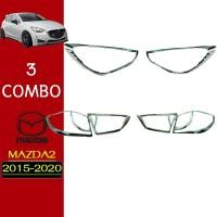ราคา ชุดแต่ง Mazda2 2015-2019 ครอบไฟหน้า,ครอบไฟท้าย ชุบโครเมี่ยม 4ประตู Mazda-2 (9411191882)