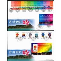 ราคา 1997 HK ฮ่องกงที่ผ่านการรับรองของแท้ในวันที่ 2 ระดับ, Definitive Stamps FDC, ฝาครอบ CTO 2 อัน, สภาพดี (42130794981)