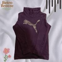 ราคา ​ Puma Hoodie คอปกสูง สีม่วงเปลือกมังคุด มือสอง สภาพดี (40427097062)