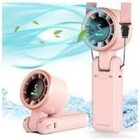 ราคา Portable Handheld Turbo Fan, 5-Speed Personal Fans, 5000mAh Rechargeable Fans Up to 12 Hours, Weight only 0.6lb Small Fan, Hand/Neck/Desk Fan 3 IN 1, Beach Vacation Essentials(Pink (44609214913)