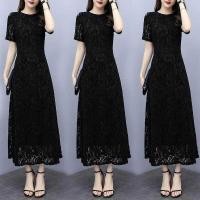 ราคา ❤ M-5Xl Vintage Women Elegant Lace Dress Black Evening Dinner Party Female Bodycon Long Dresse (25383364163)