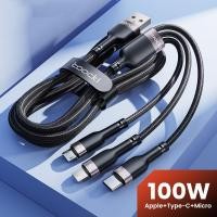 ราคา 3-in-1 สายชาร์จเร็ว USB 100W ที่ชาร์จอเนกประสงค์ USB Type C อะแดปเตอร์สายเคเบิลข้อมูล Type-C / พอร์ต Micro USB (23354835896)