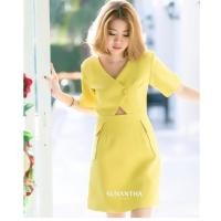 ราคา เดรสแขนสั้นไขว้หน้า มีกระเป๋า (896400500)