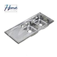 ราคา Homenine หน้าอ่างสแตนเลส หน้าซิ้งล้างจาน ซิ้ง สแตนเลส 2หลุม มีข้าง 50x120 cm. (29612196682)