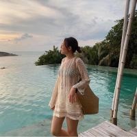 ราคา เดรสคลุมบิกินี่ถักซีทรู เดรสถักโครเชต์FREE SIZE เสื้อคลุมบาหลี (9100229927)