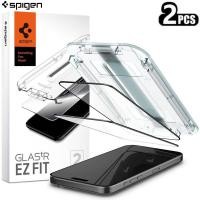 ราคา Spigen EZ Fit กระจกนิรภัยแบบเต็ม iPhone 15 Pro Max - ตัวป้องกันฝาครอบหน้าจอ 2 ชิ้นพร้อมถาด Applicator (18793287732)