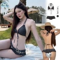 ราคา Summer Dayสีดำ ลายจุด ชุดว่ายน้ำ ชุด 2 ชิ้น Sexy bikini ดีไซน์แบบไม่มีหลัง ปลอบโยน ระบายอากาศ น่ารักและหวาน (56610611356)