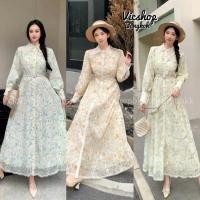 ราคา Maxi dress shirt (lace fabric) แม็กซี่เดรสปกเชิ้ตผ้าลูกไม้พิมพ์​ลายดอกไม้ทั้งตัว ติดกระดุมมุข มีซับในตัวพร้อมเข็มขัดมุข (49556081726)