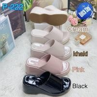 ราคา yeong yeou รองเท้าแตะแฟชั่นแบบรัดส้นหน้าไขว้หนังนิ่มส้นพียูสูง3.5นิ้ว รหัสyy222-p (26889375744)