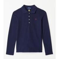 ราคา [New_ของแท้%_พร้อมส่ง]_Polo Ralph Lauren เสื้อยืดคอปก ติดกระดุม แขนยาว สีกรมท่า ปักม้าม่วง Girl Size XL (24814493189)
