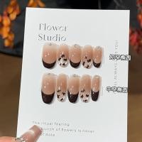 ราคา [ขนมปังปิ้งกาแฟนม] ฤดูใบไม้ร่วงสไตล์ดีงามมือวาดสีน้ําตาลสีกาแฟฝรั่งเศสเสือดาวพิมพ์ไล่แสงตาแมวสวมเล็บ (52809309497)